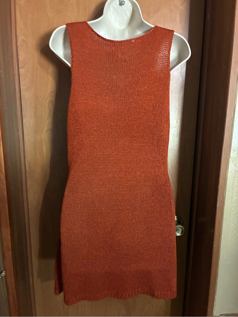 Beaded Embellished Rust Knit Tank Dress - Picture 5 of 5